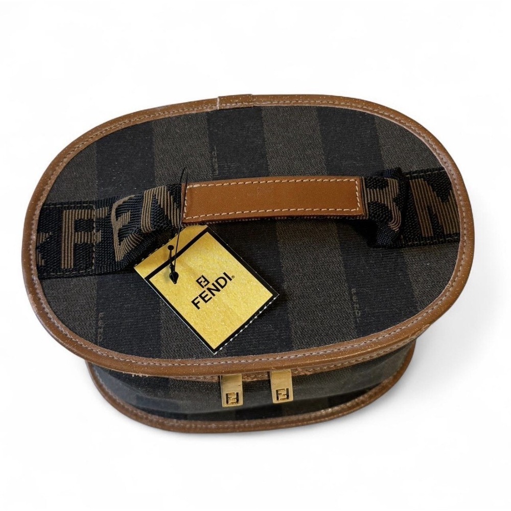 Fendi, Pequin Stripes Coated Canvas Cosmetic Pouch- 8.5in x 6in x 6in - Picture 2 of 10